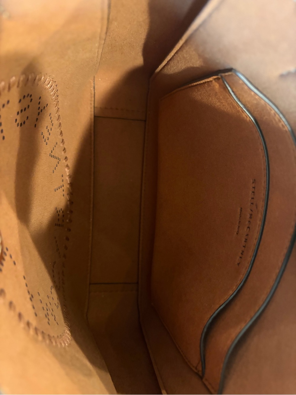 Stella McCartney Cognac Brown Perforated Logo bag- hard to find #stellamccartney - Picture 7 of 9